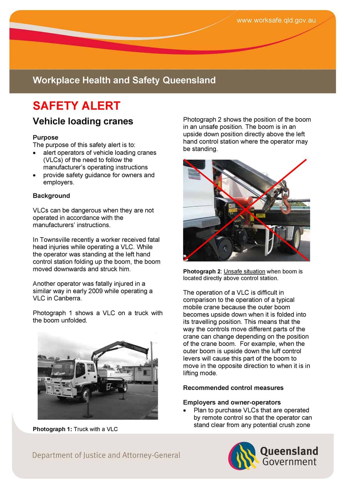 Vehicle crane safety alert SafetyAtWorkBlog