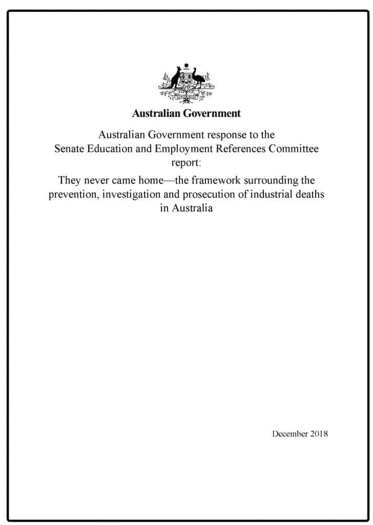 The Government responds to Senate Inquiry into Industrial Deaths ...