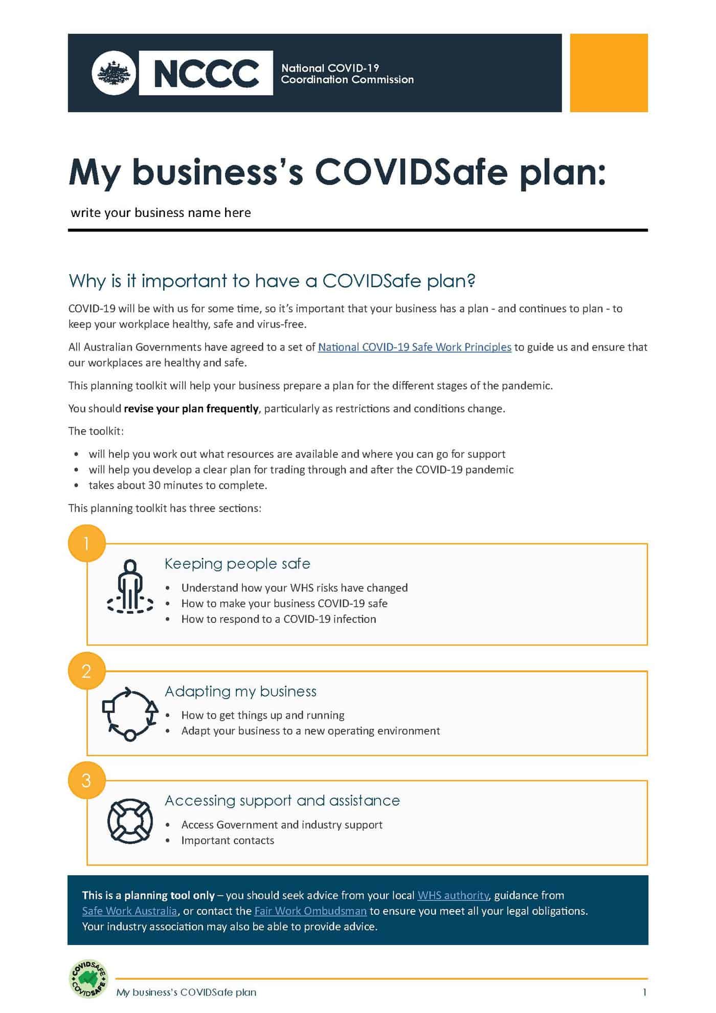 Australia government releases its COVID21 Safe Plan template Inside Free Business Plan Template Australia